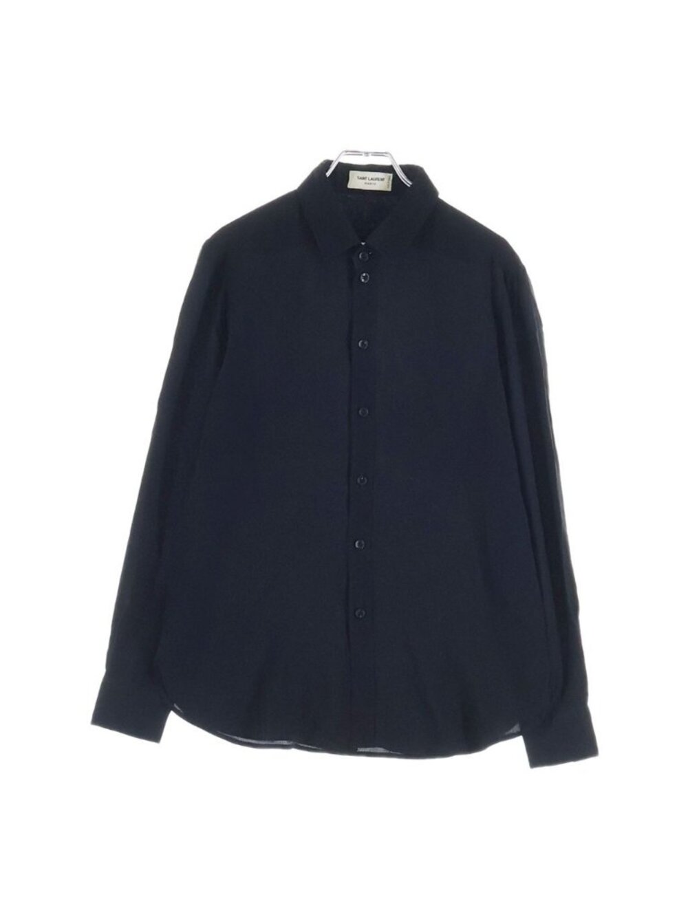 Saint Laurent Paris Uniform Silk Shirt Long Sleeve Black